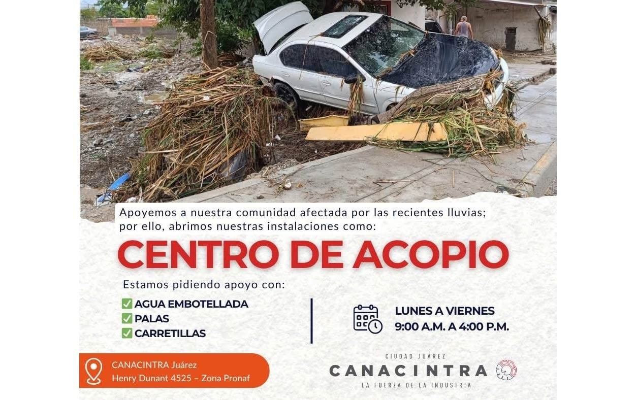 Abre Canacintra centro de acopio para afectados por lluvias